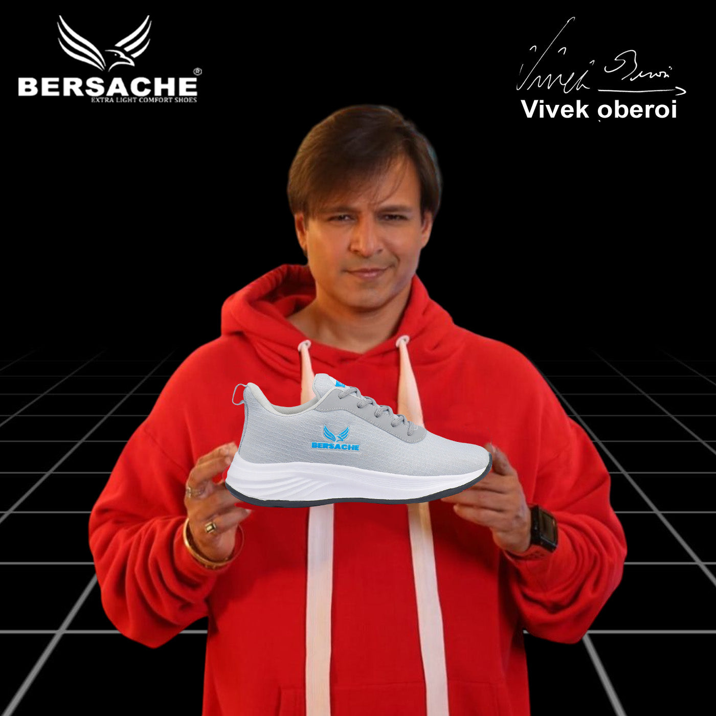 Bersache Lightweight Sports Running Shoes For Men Light Grey-8068