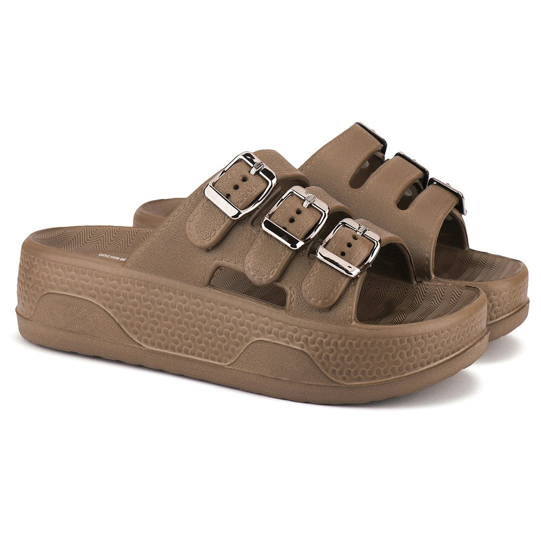 Doctor Bersache Newly Launched Orthopedic Comfort Sliders for Women | Diabetic Friendly | Extra Cushioning | Arch Support | Pain Relief |  Brown-DB -116