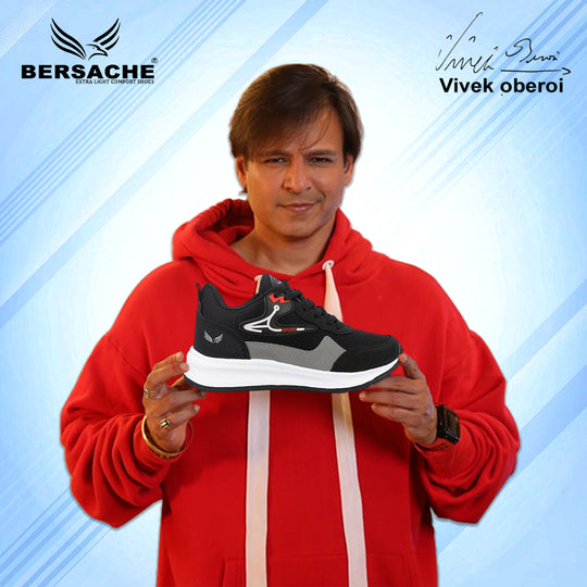 Bersache Casual Sneaker shoe for Men| Soft Cushioned Insole , Slip-Resistance Casuals For Men (Black-8131)