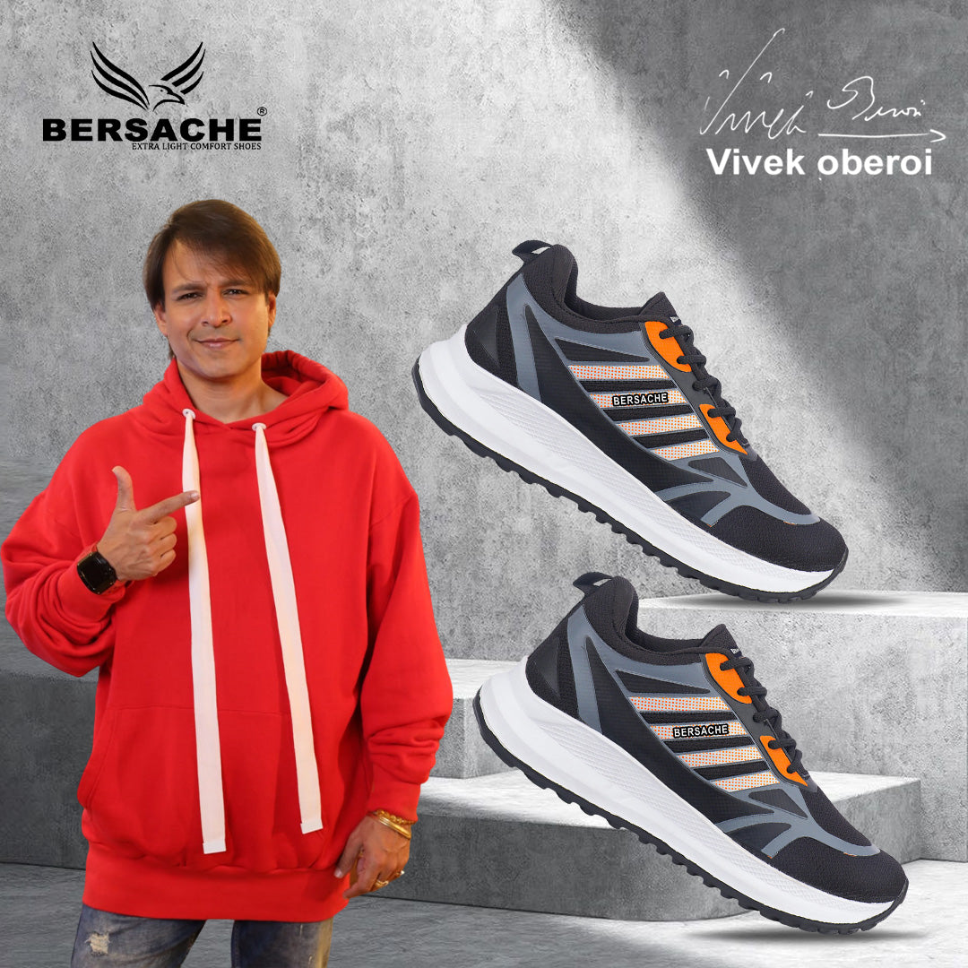Bersache Premium Sports,Gym, Trending Stylish Running Shoes For Men (8073-Black)