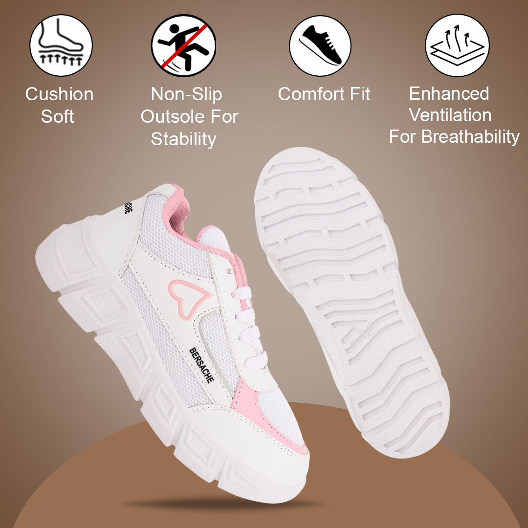 Bersache Casual Sneaker shoe for Women| Soft Cushioned Insole , Slip-Resistance Casuals For Women's-(8115-White)