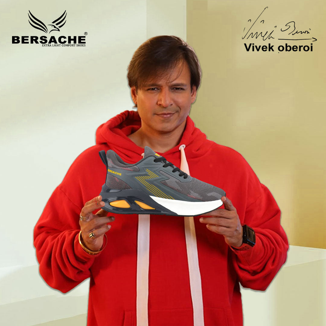 Bersache Casual Sneaker shoe for Men| Soft Cushioned Insole , Slip-Resistance Casuals For Men (Grey-9217).