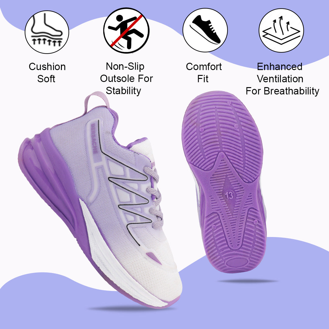 Bersache Casual Sneaker shoe for Kids|Soft Cushioned Insole,Slip-Resistance Casuals For Kids - Purple - 8087.