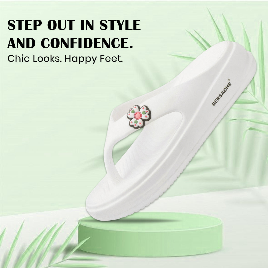 Bersache Extra Soft Classic Casual with  Regular wear with Ultra Soft & Flexibility Technology Slipper For Women's & Girl's-(6298-White)