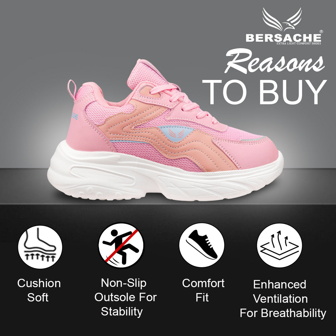 Bersache Premium Sports ,Gym, Trending Stylish Running Colour Changing shoes for Women (8106-Pink)