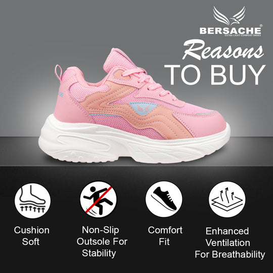 Bersache Premium Sports ,Gym, Trending Stylish Running Colour Changing shoes for Women (8106-Pink)