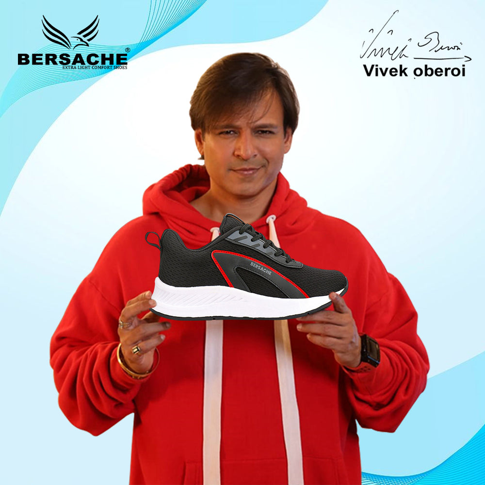 Bersache Lightweight Casual Sneaker Shoes For Men (Black-8091)