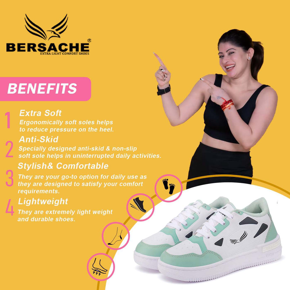 Bersache Premium Sports ,Gym, Trending Stylish Running Colour Changing shoes for Women (8065-Green)