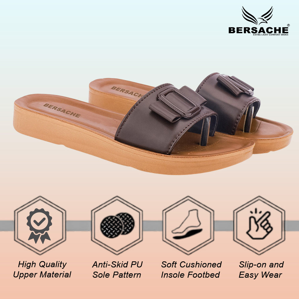 Bersache Extra Soft Classic Casual with  Regular wear with Ultra Soft & Flexibility Technology Slipper For Women's & Girl's-Dark(Brown)-6227