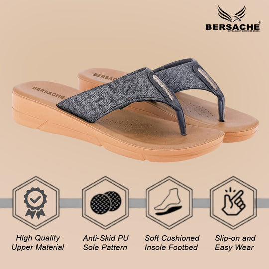 Bersache Extra Soft Classic Casual with  Regular wear with Ultra Soft & Flexibility Technology Slipper For Women's & Girl's-Black-6230