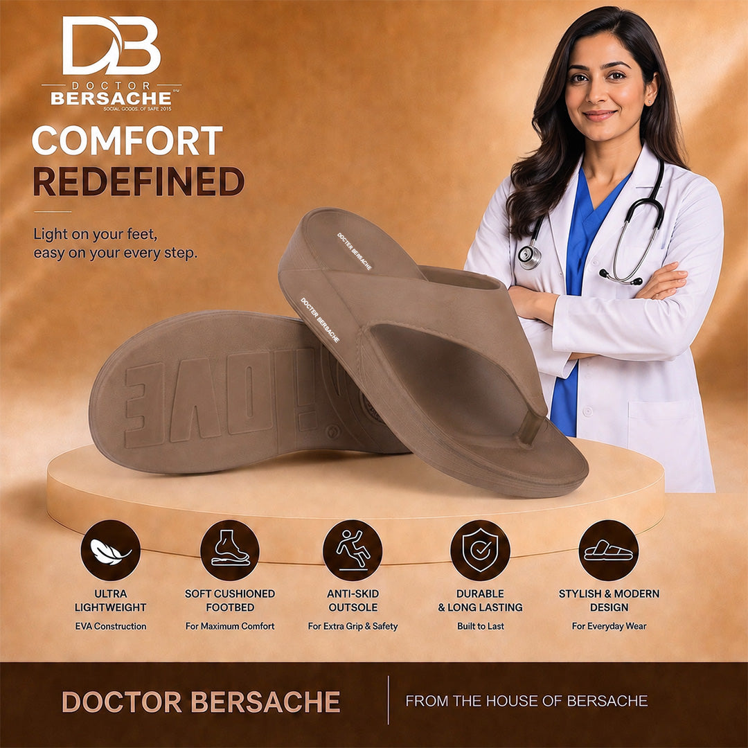 Doctor Bersache Newly Launched Orthopedic Comfort Slipper for Women | Diabetic Friendly | Extra Cushioning | Arch Support | Pain Brown-DB -111