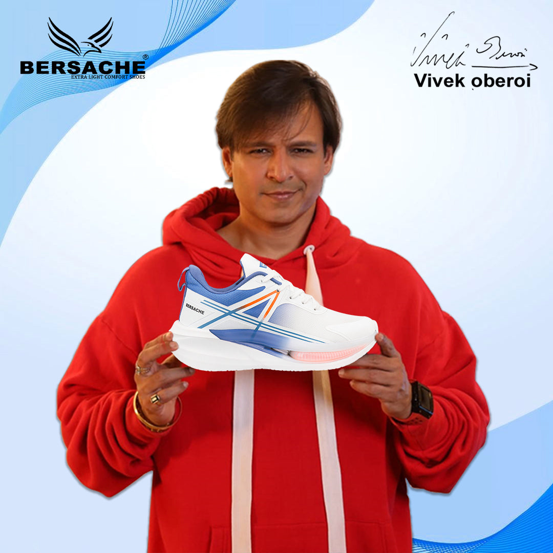 Bersache Premium Sports , Walking,Gym, Cricket, Trending  Running Shoes For Men's (Blue & White-9227)
