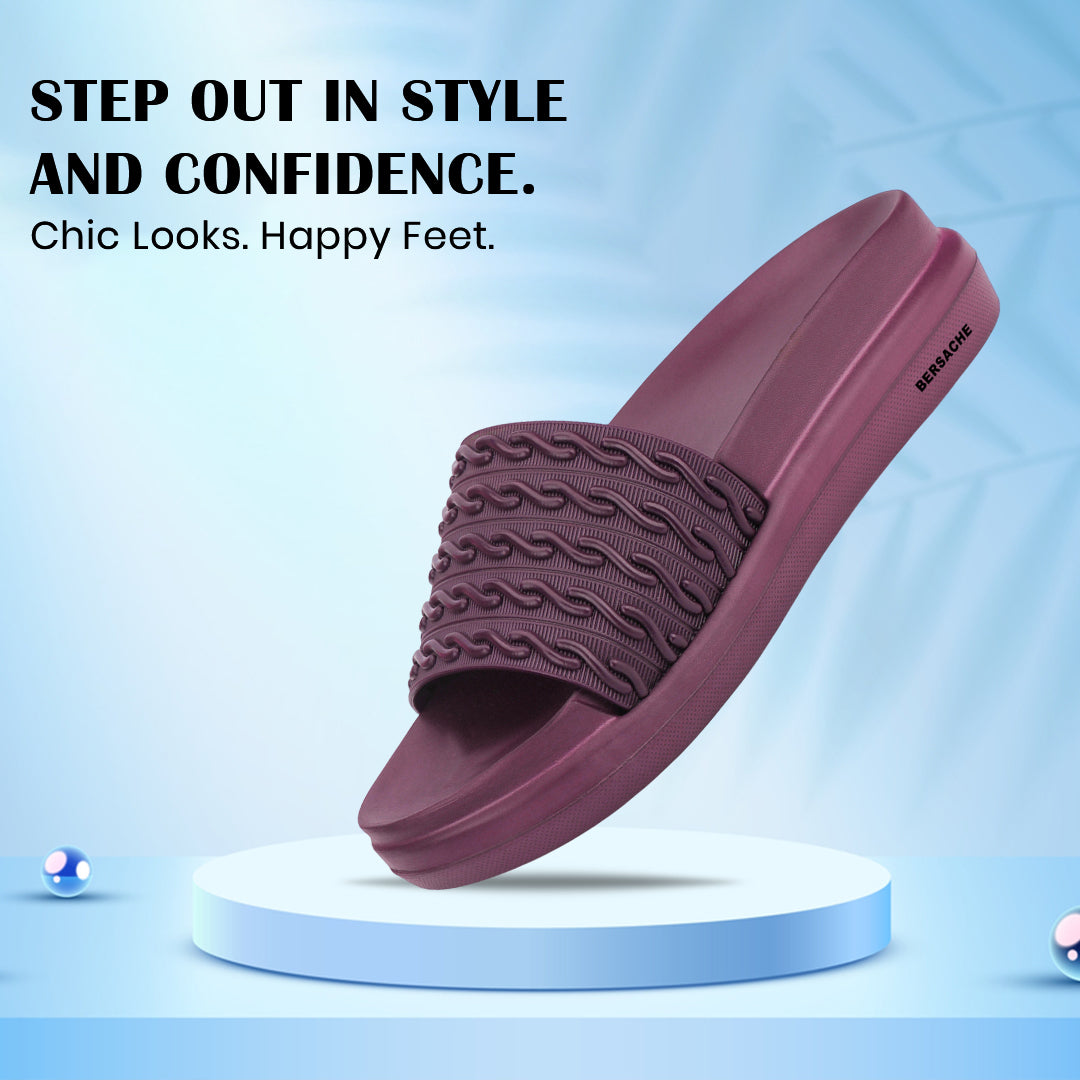 Bersache Extra Soft Classic Casual  with Regular wear with Ultra Soft & Flexibility Technology Sandals for Women's-(6336-Purple).