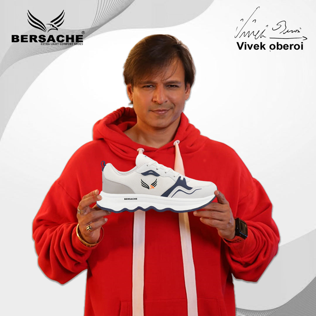 Bersache Casual Sneaker shoe for Men| Soft Cushioned Insole , Slip-Resistance Casuals For Men (Gray-White-8149).