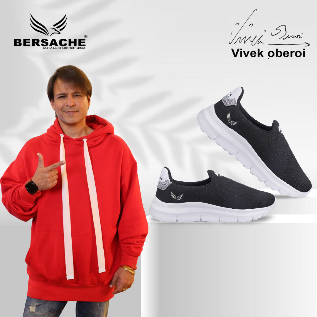 Bersache Lightweight Sports Running Shoes For Men Black-8070