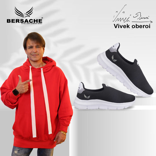 Bersache Lightweight Sports Running Shoes For Men Black-8070