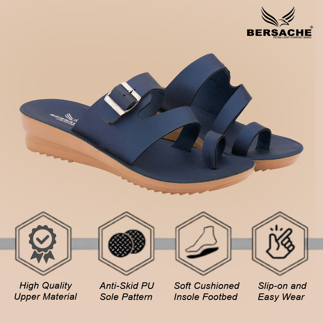 Bersache Extra Soft Classic Casual with  Regular wear with Ultra Soft & Flexibility Technology Slipper For Women's & Girl's-(6244-Navy-Blue)
