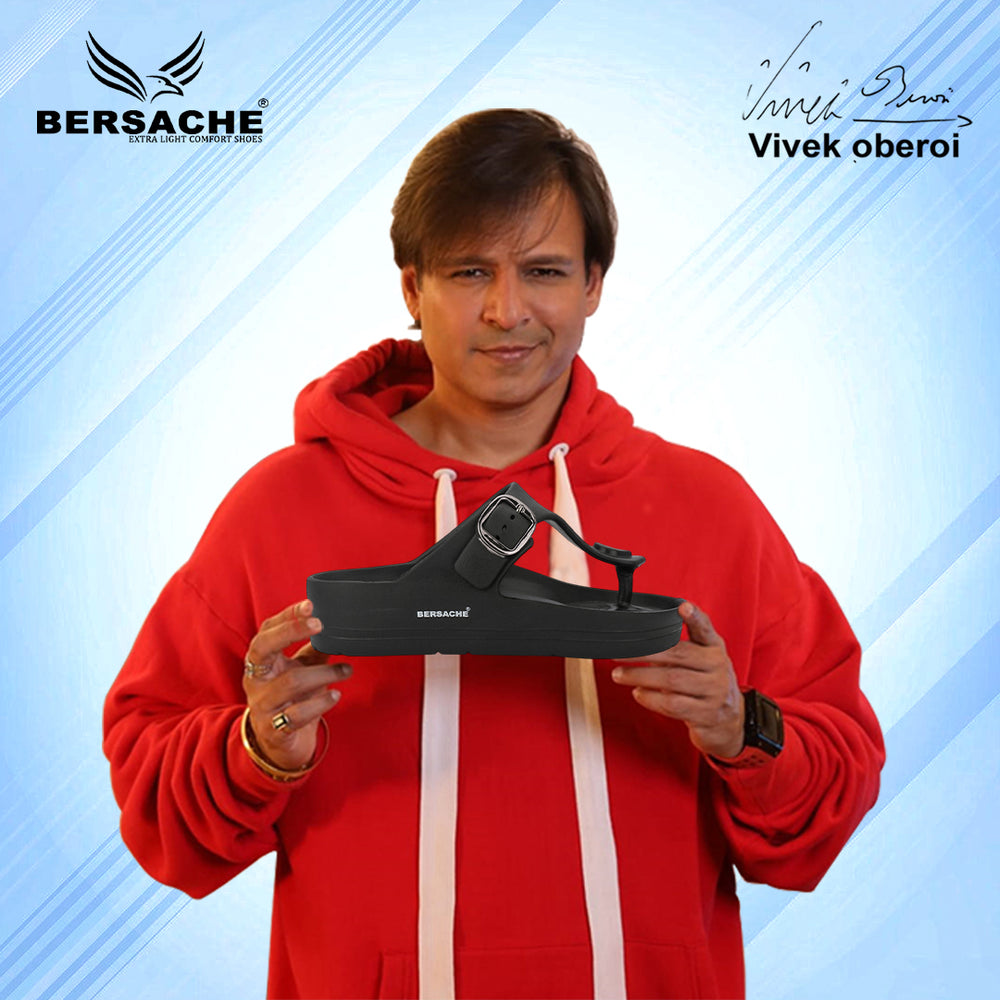 Bersache Extra Soft Classic Casual CHAPPAL with  Regular wear with Ultra Soft & Flexibility Technology  Slippers for Men's-(6288-Black)