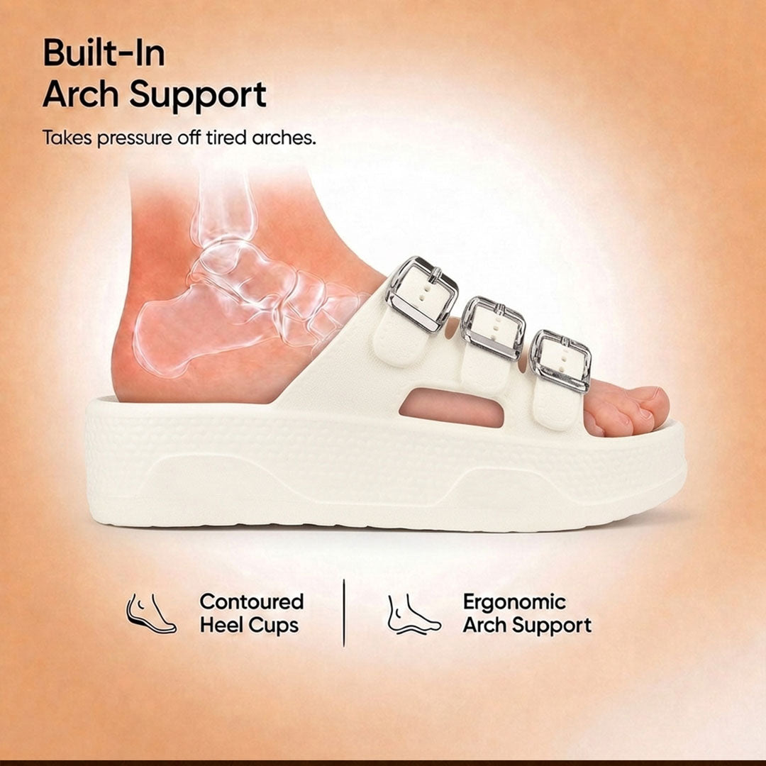 Doctor Bersache Newly Launched Orthopedic Comfort Slider for Women| Diabetic Friendly | Extra Cushioning | Arch Support | Pain White-DS115 .