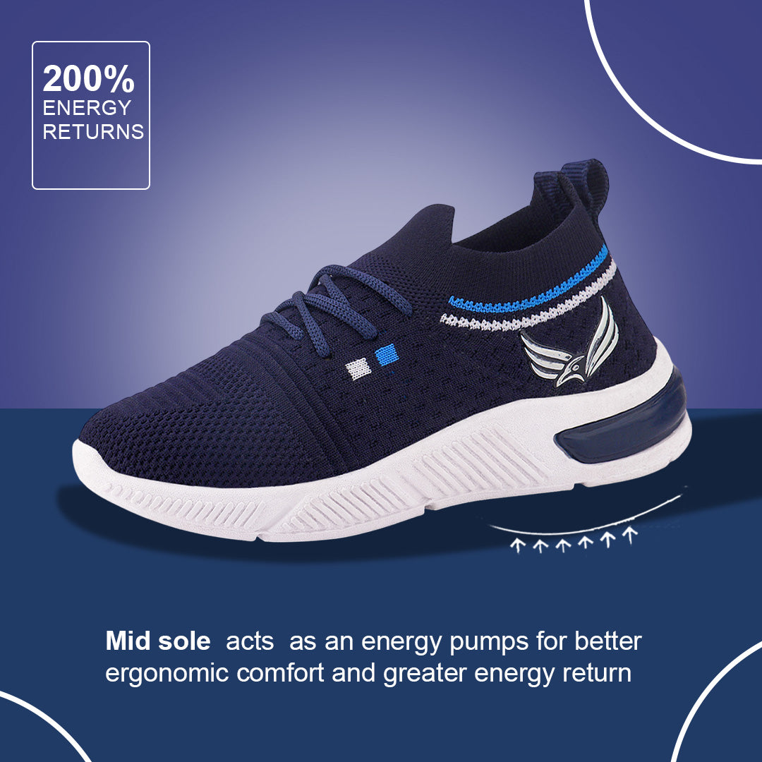 Bersache Casual Sneaker shoe for Kids|Soft Cushioned Insole,Slip-Resistance Casuals For Kids - Blue -8084.