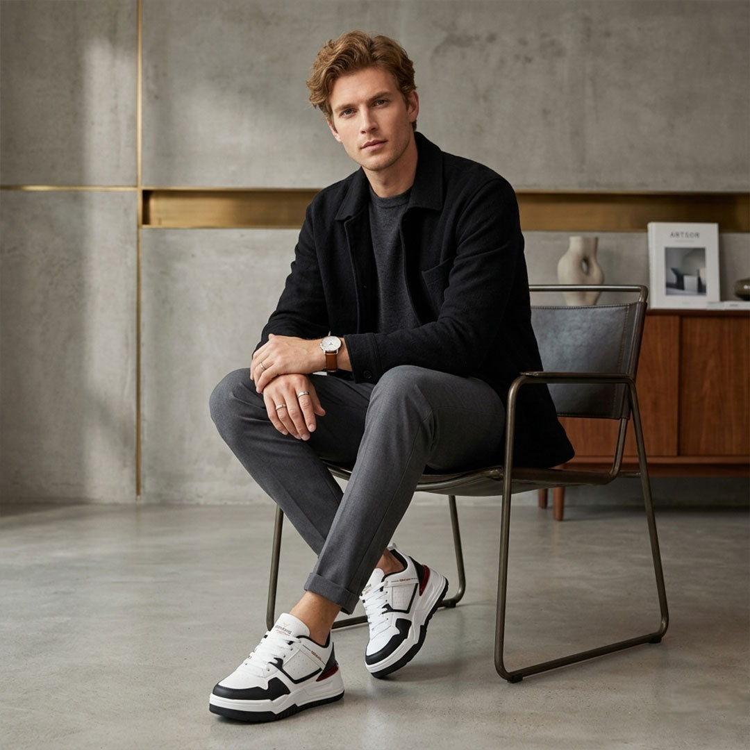 Bersache Casual Sneaker shoe for Men| Soft Cushioned Insole , Slip-Resistance Casuals For Men (Black & White-9220).