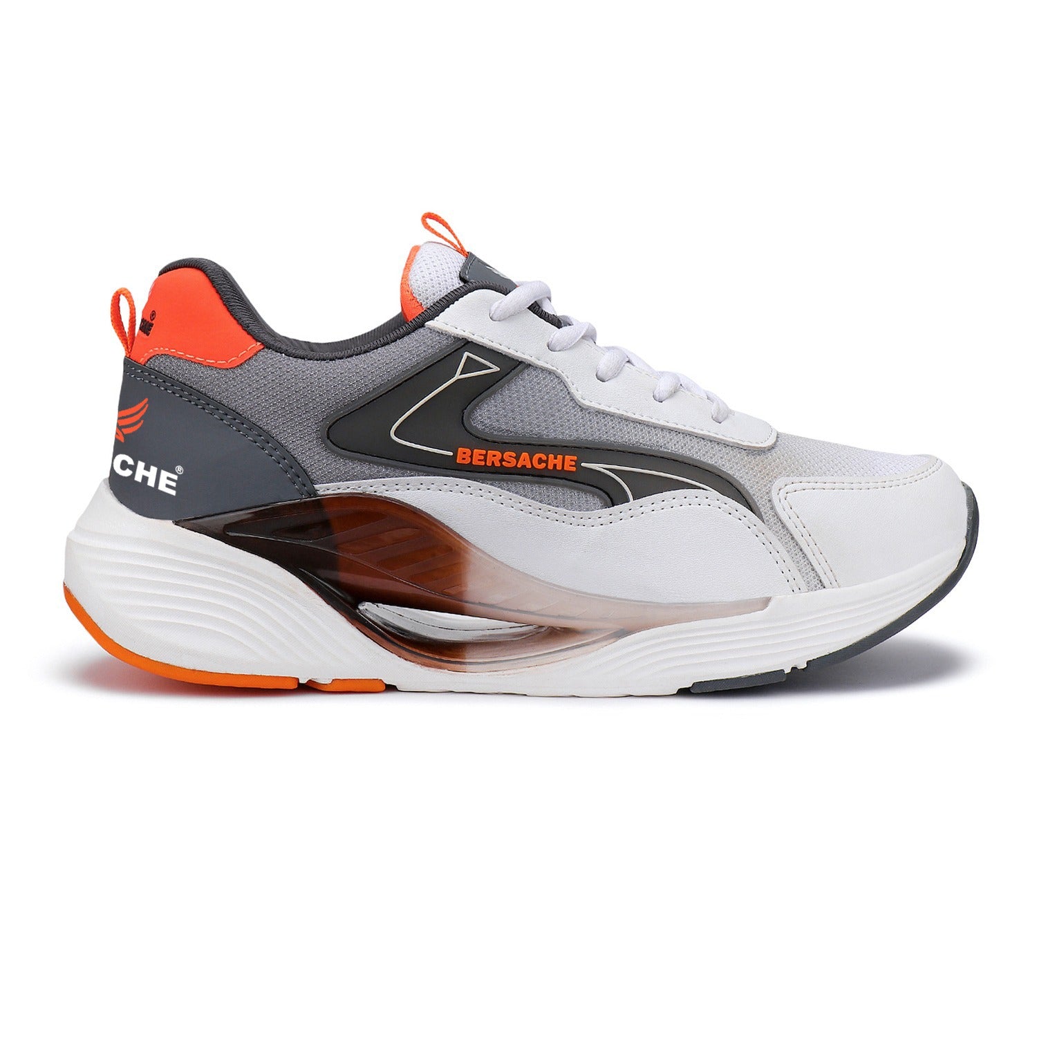 Bersache Lightweight Sports Running Shoes For Men White // Grey - 9072.