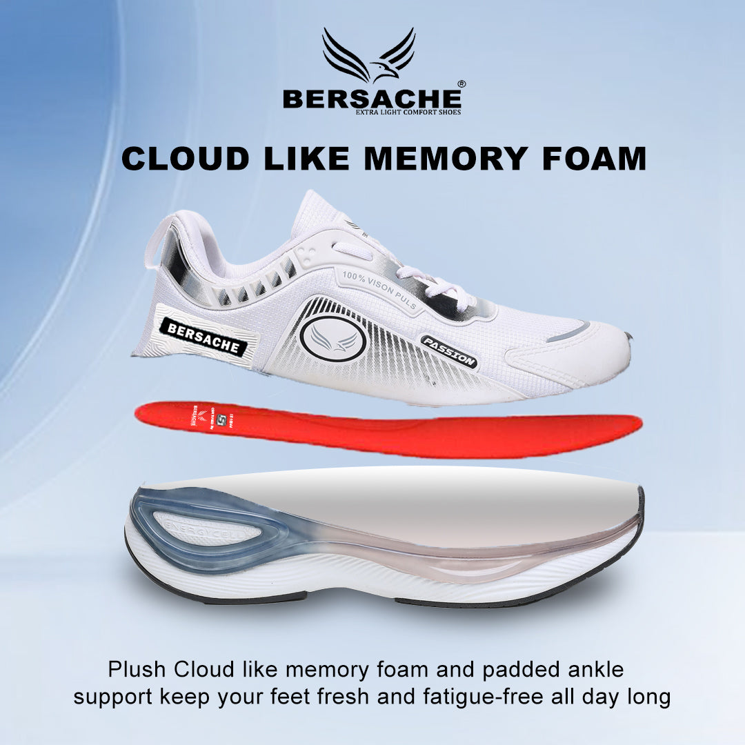Bersache Premium Sports ,Gym, Trending Stylish Running Shoes For Men  (9201-White).