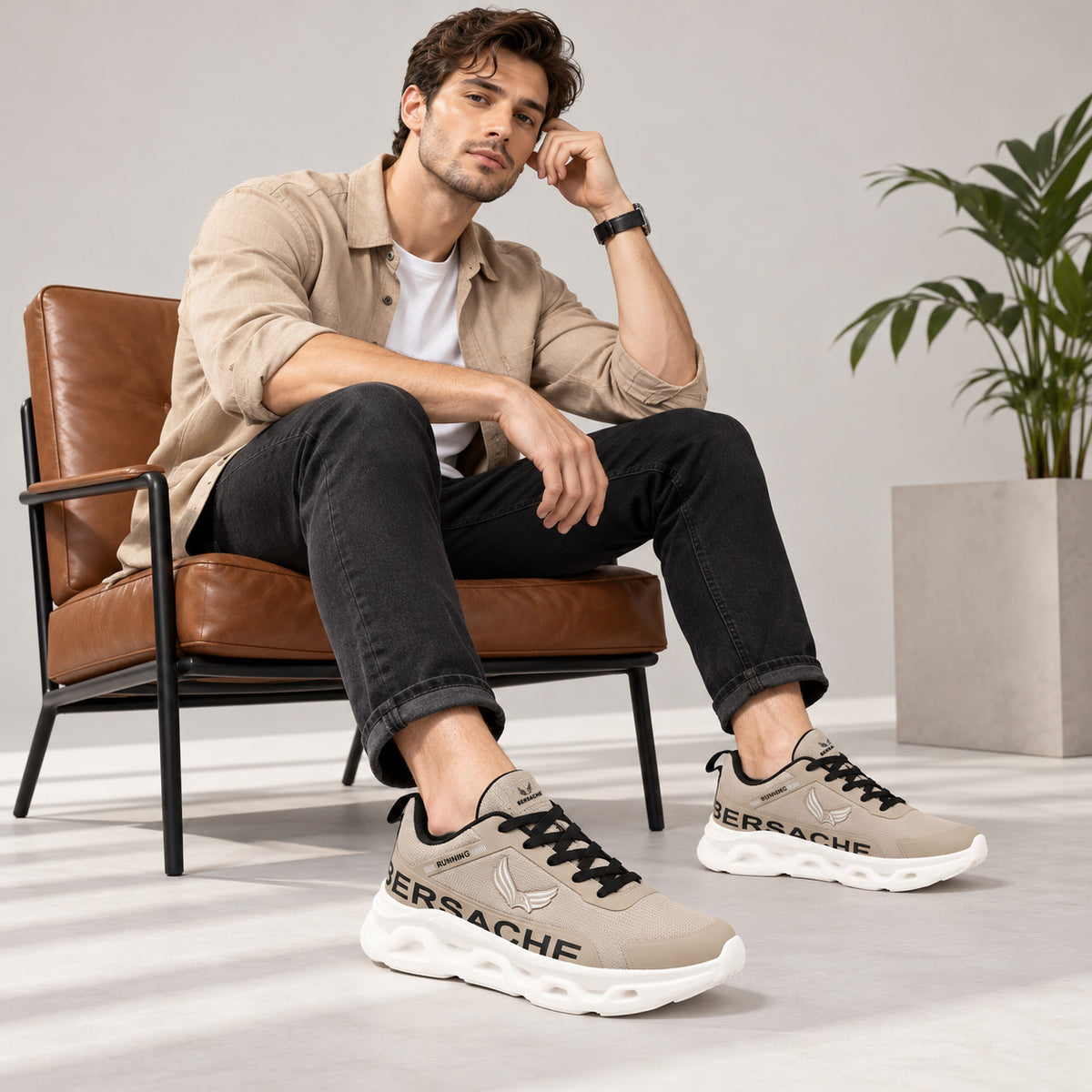 Bersache Premium Casual Shoes Men's-(8189-Brown)