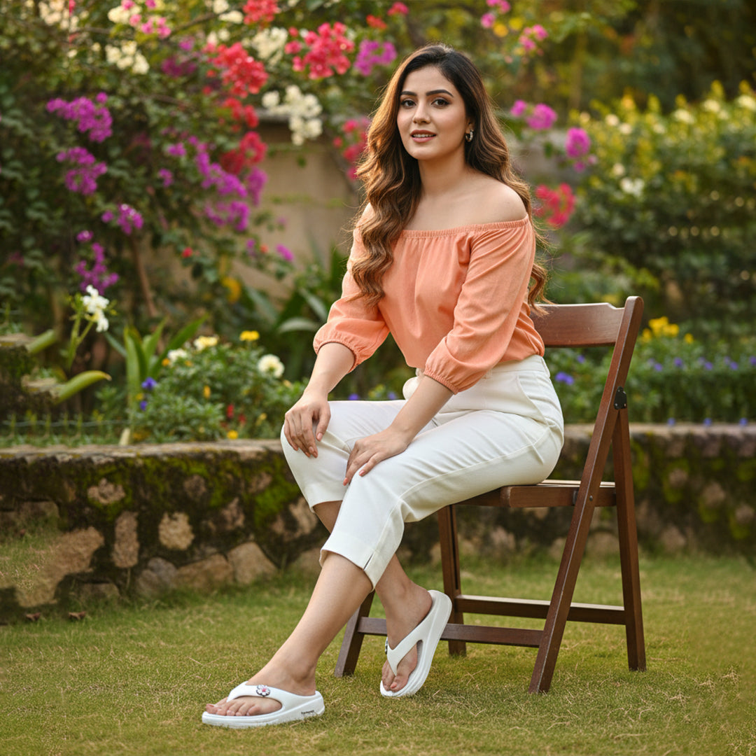 Bersache Extra Soft Classic Casual  with Regular wear with Ultra Soft & Flexibility Technology Sandals for Women's-(6298-White).