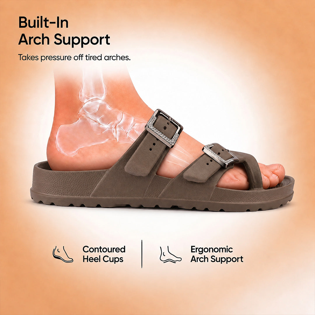 Doctor Bersache Newly Launched Orthopedic Comfort Slippers for Women | Diabetic Friendly | Extra Cushioning | Arch Support | Pain Relief Brown-DB -146