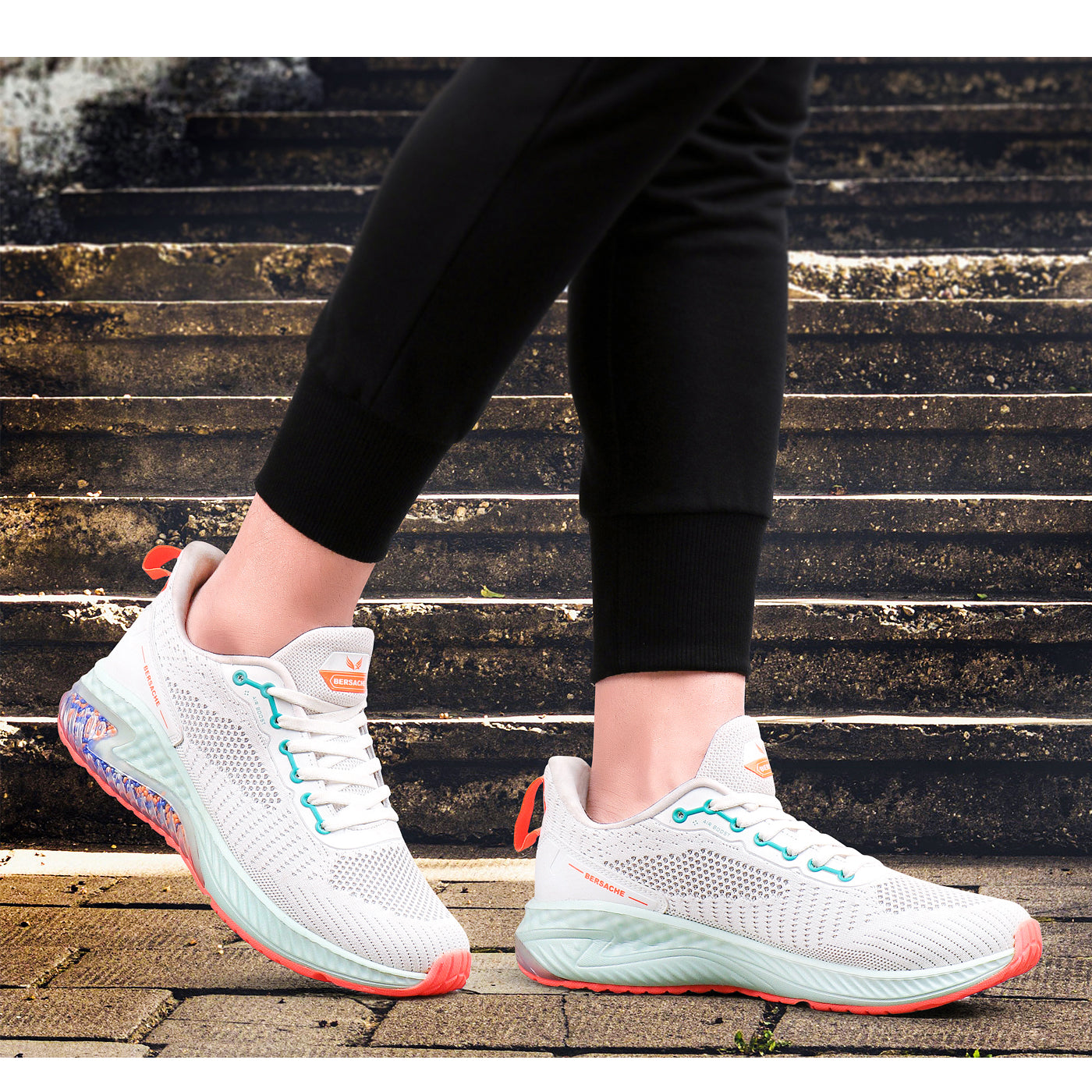 Bersache Lightweight Casual Sneaker Shoes For Men White-9036