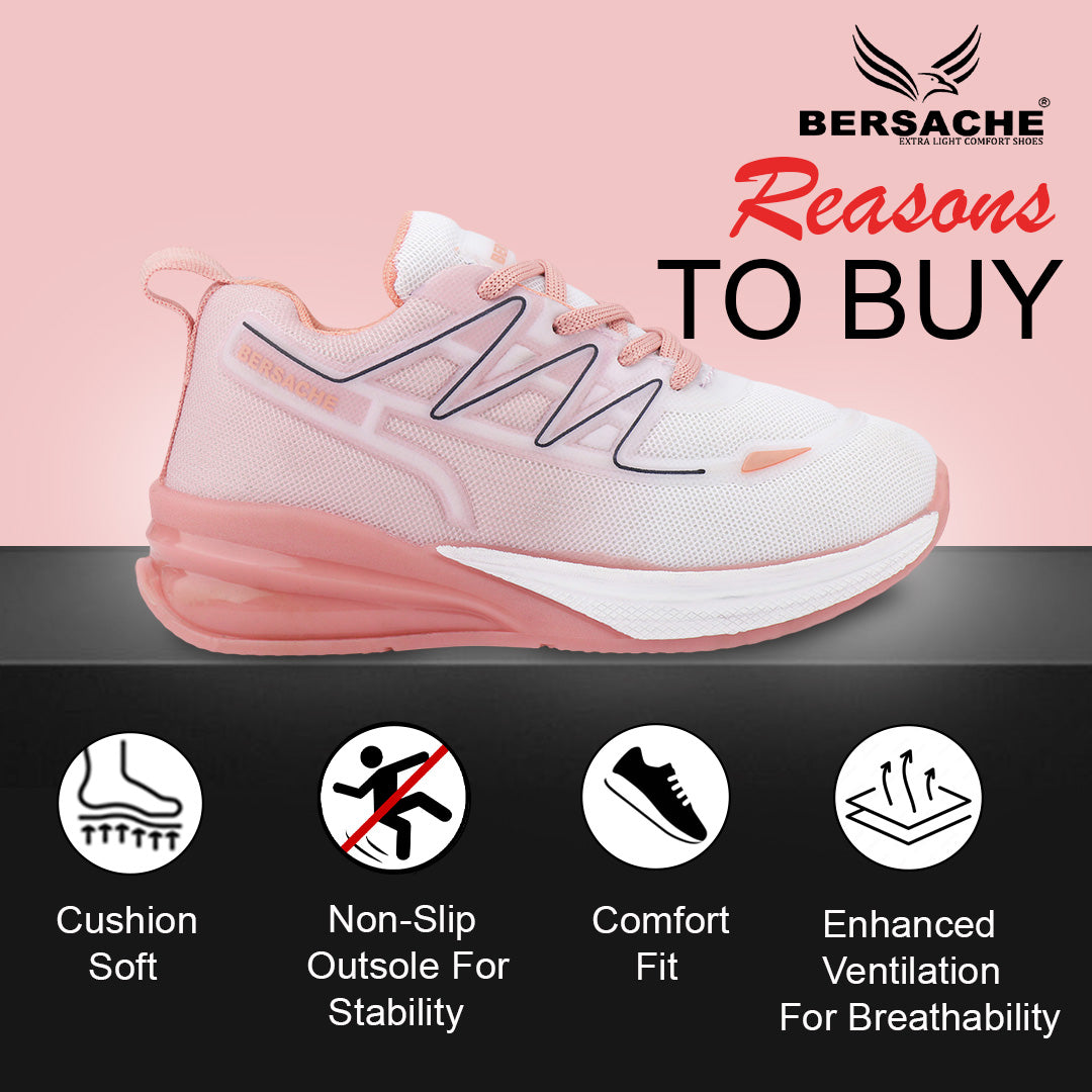 Bersache Premium Sports,walking,Gym,cricket,Trending Running Shoes For Kid's - Pink -8088.