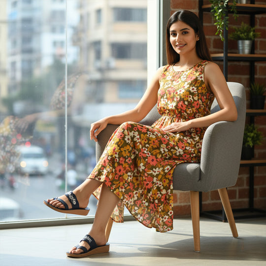 Bersache Extra Soft Classic Casual with  Regular wear with Ultra Soft & Flexibility Technology Slipper For Women's & Girl's-(6242-Nevy Blue)