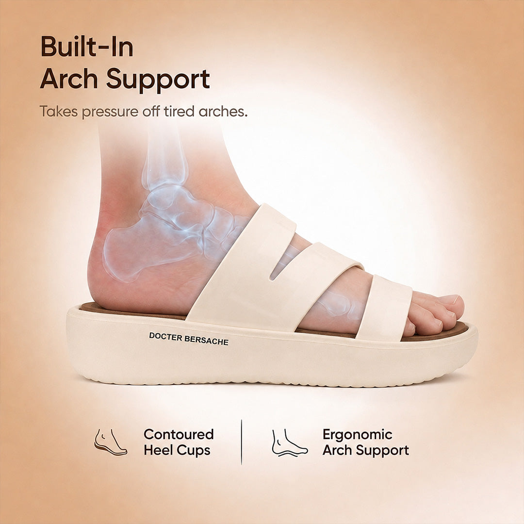 Doctor Bersache Newly Launched Orthopedic Comfort Slider for Women | Diabetic Friendly | Extra Cushioning | Arch Support | Pain beige-DS126.