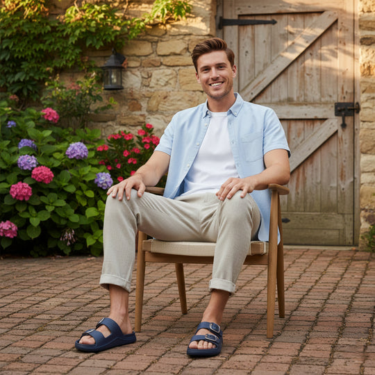 Bersache Extra Soft Classic Casual CHAPPAL with  Regular wear with Ultra Soft & Flexibility Technology  Slippers for Men's-(6285-Navy-Blue)