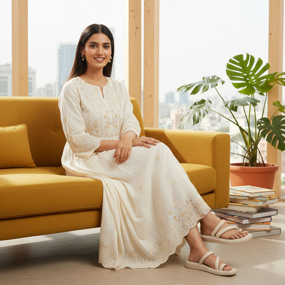 Bersache Extra Soft Classic Casual  with  Regular wear with Ultra Soft & Flexibility Technology Sandal for Women's-(6304-Beige)