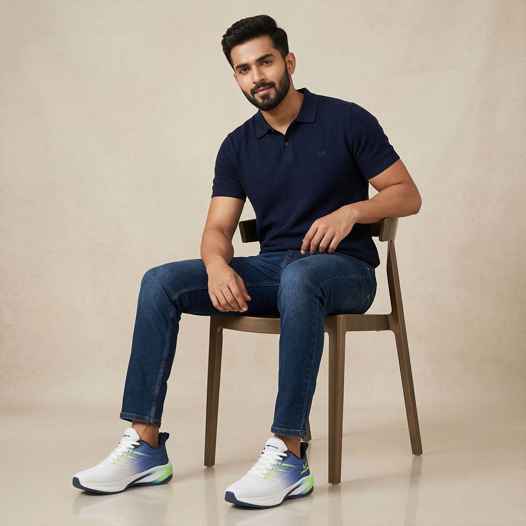 Bersache Casual Sneaker shoe for Men| Soft Cushioned Insole , Slip-Resistance Casuals For Men (Blue-White-9213).