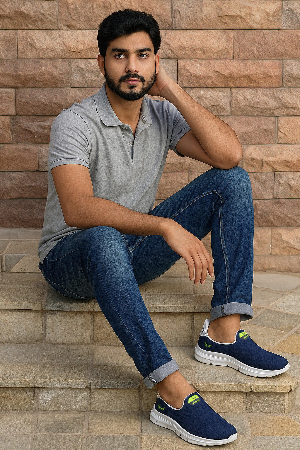 Bersache Lightweight Casual Sneaker Shoes For Men Blue-8071