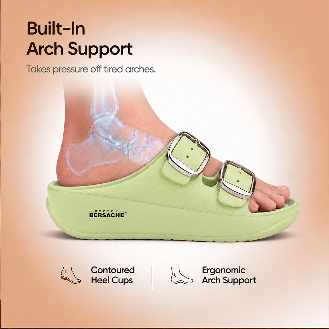 Doctor Bersache Newly Launched Orthopedic Comfort Slippers for Women | Diabetic Friendly | Extra Cushioning | Arch Support | Pain Relief Green-DB -143