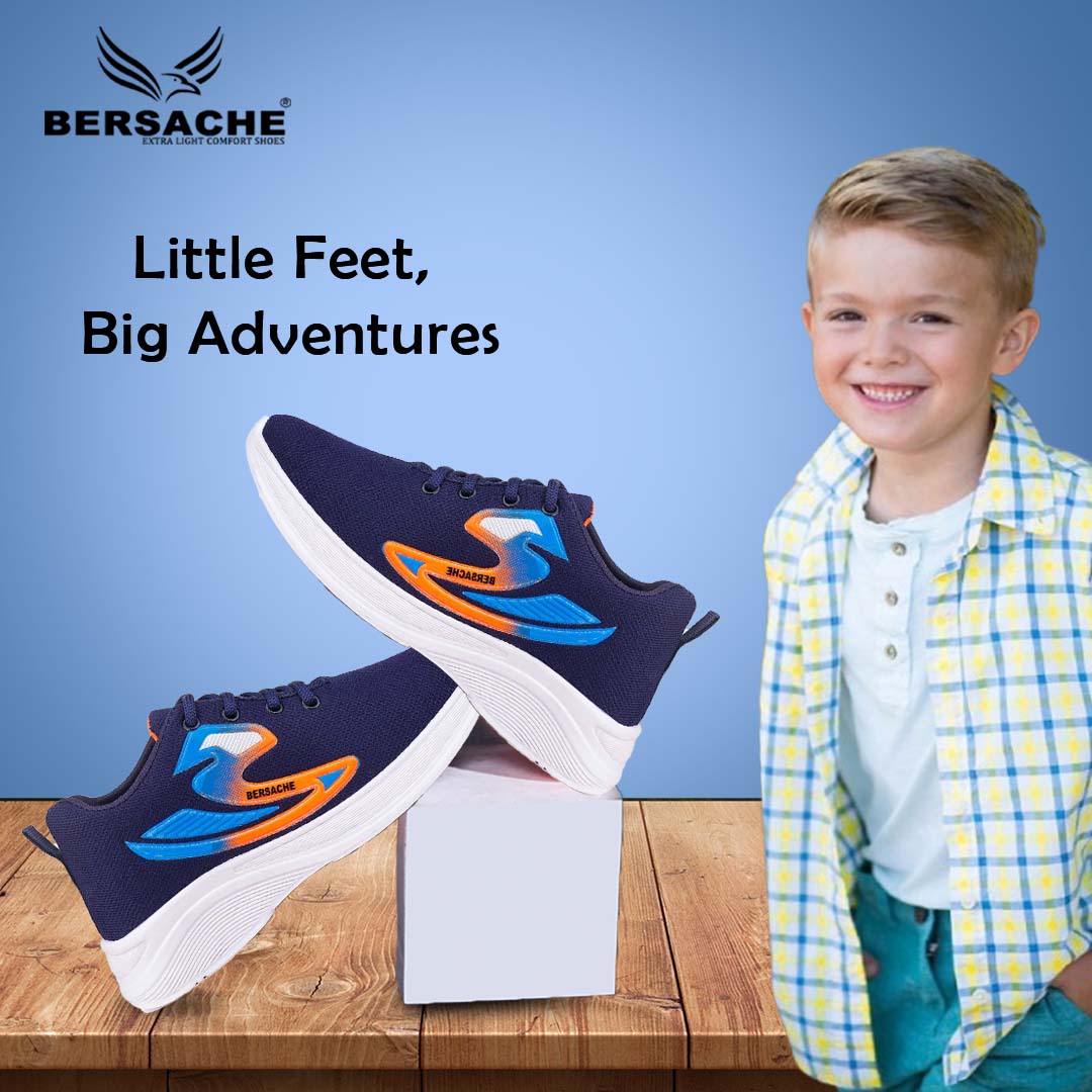 Bersache Casual Sneaker shoe for Kids|Soft Cushioned Insole,Slip-Resistance Casuals For Kids -Navy  Blue-8044.