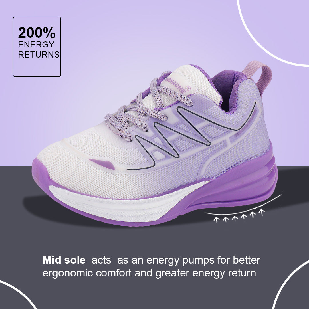Bersache Casual Sneaker shoe for Kids|Soft Cushioned Insole,Slip-Resistance Casuals For Kids - Purple - 8087.