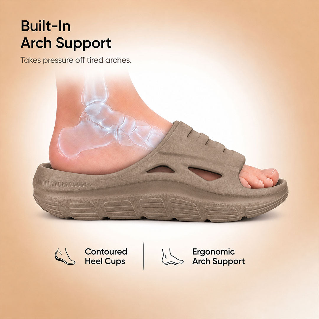 Doctor Bersache Newly Launched Orthopedic Comfort Slider for Men | Diabetic Friendly | Extra Cushioning | Arch Support | Pain |Brown-DS108.