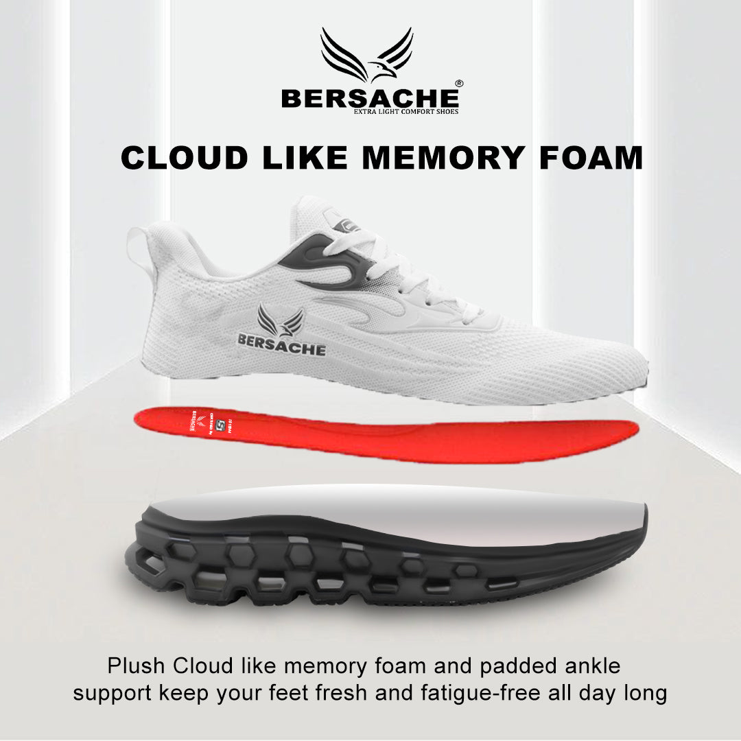 Bersache Premium Sports ,Gym, Trending Stylish Running Shoes For Men  (9197-White).