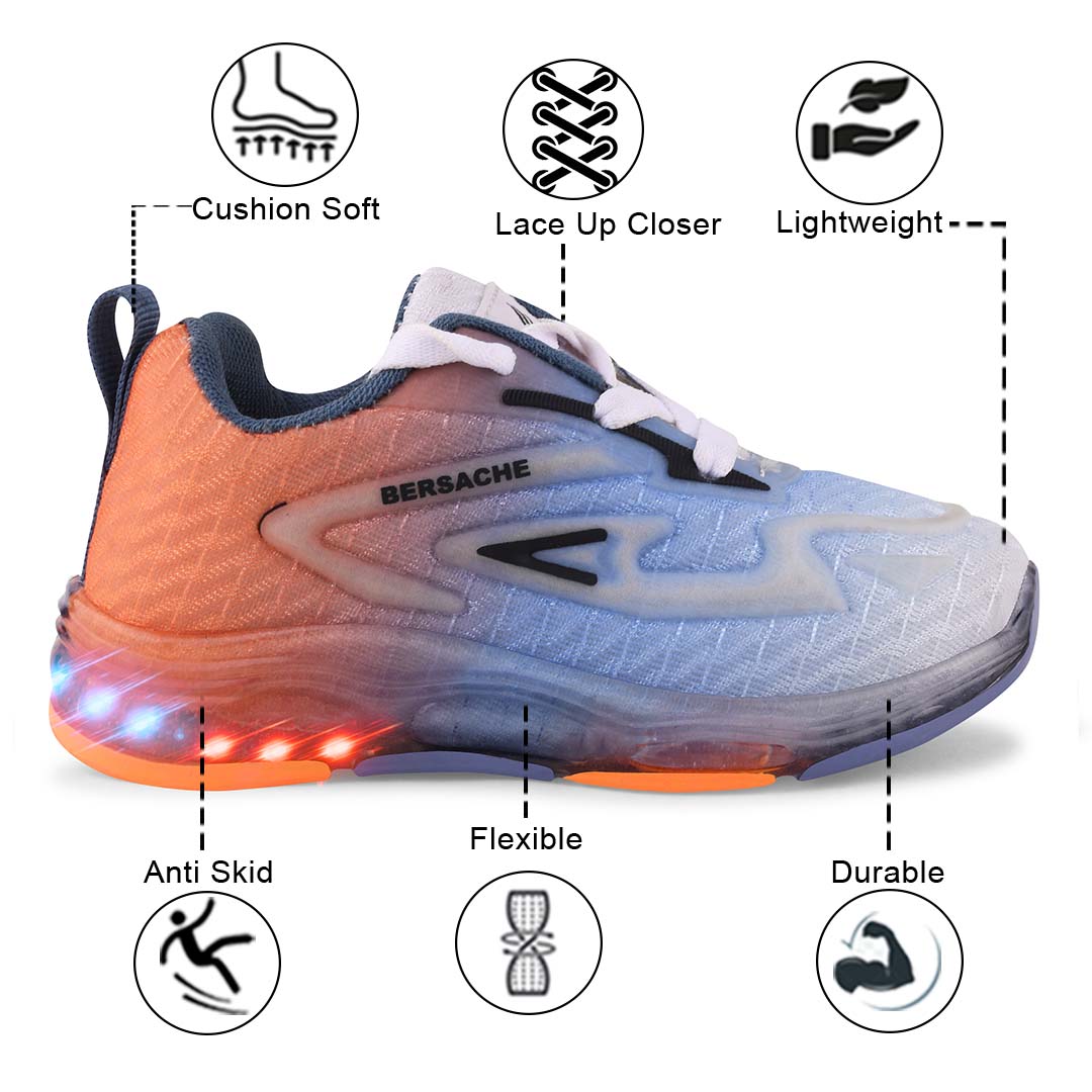 Bersache Casual Sneaker shoe for Kids|Soft Cushioned Insole,Slip-Resistance Casuals For Kids - Orange - 8032.