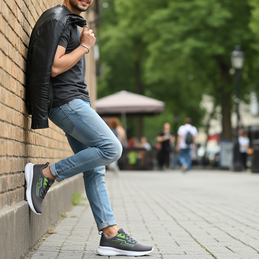 Bersache Lightweight Casual Sneaker Shoes For Men Dark Grey-8086