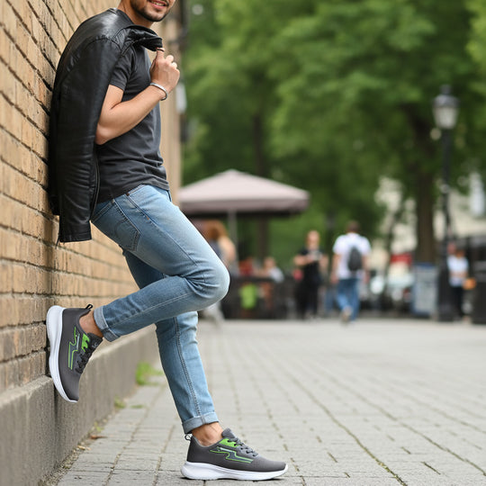 Bersache Lightweight Casual Sneaker Shoes For Men Dark Grey-8086