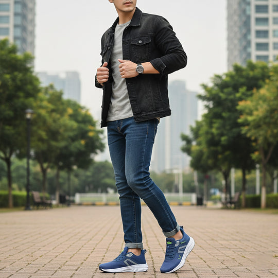 Bersache Lightweight Casual Sneaker Shoes For Men Blue-8081