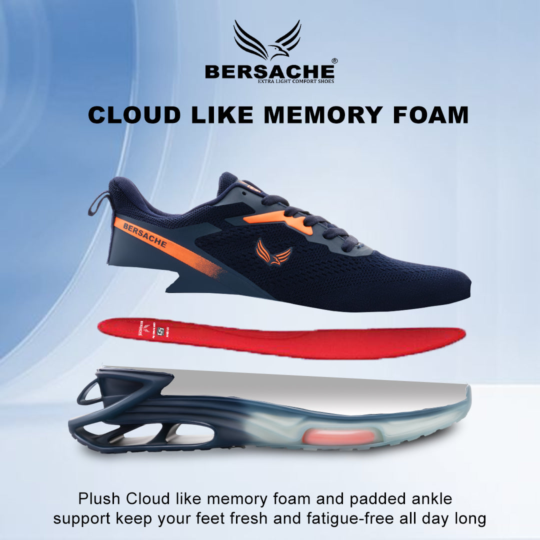 Bersache Sneaker, Loafers ,Sports With Extra Comfort Sneakers For Mens  (9193-Navy Blue)