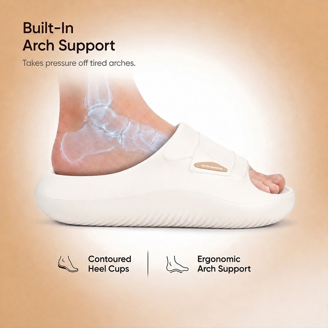 Doctor Bersache Newly Launched Orthopedic Comfort Slider for Men | Diabetic Friendly | Extra Cushioning | Arch Support | Pain | White DS105 .