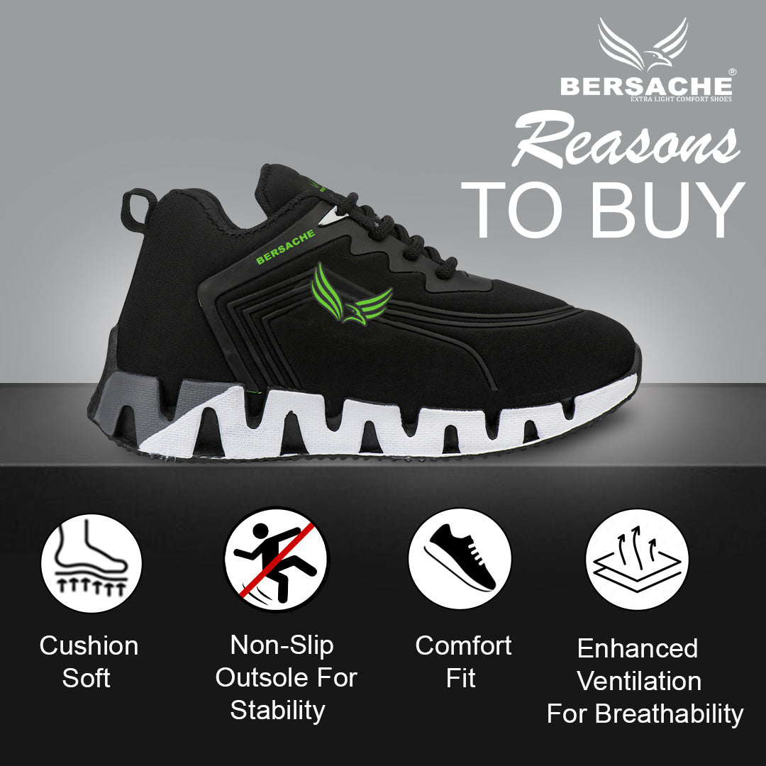 Bersache Premium Sports,walking,Gym,cricket,Trending Running Shoes For Kid's - Green -8100.